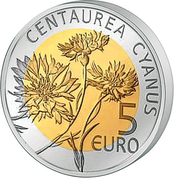 5 Euro Luxemburg Flora und Fauna Kornblume 2016