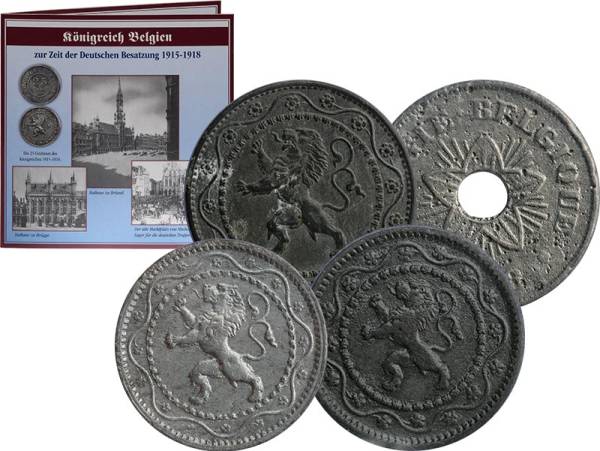 5 - 50 Cents Königreich Belgien Kursmünzensatz Notgeld 1915-1918