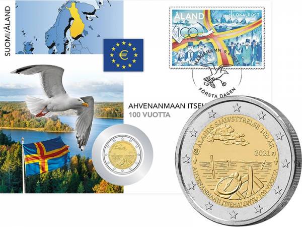 2 Euro Numisbrief Finnland - 100 Jahre Selbstverwaltung der Aland Inseln 2021