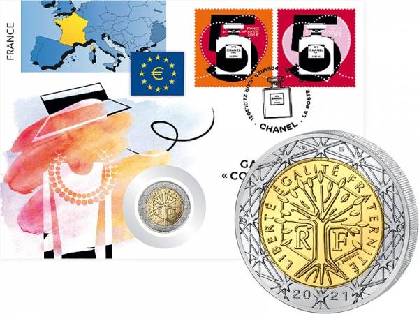 2 Euro Numisbrief Frankreich 50 Todestag von Coco Chanel 2021