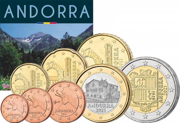 1 Cent - 2 Euro Kursmünzensatz Andorra 2021