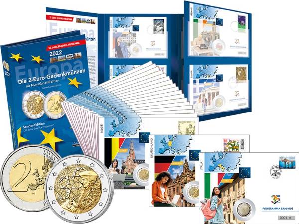 19 x 2 Euro Numisbrief Gemeinschaftsausgabe 35 Jahre Erasmus-Programm 2022