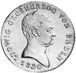Kronentaler Silber Ludwig von Baden 1819-21 Sehr schön