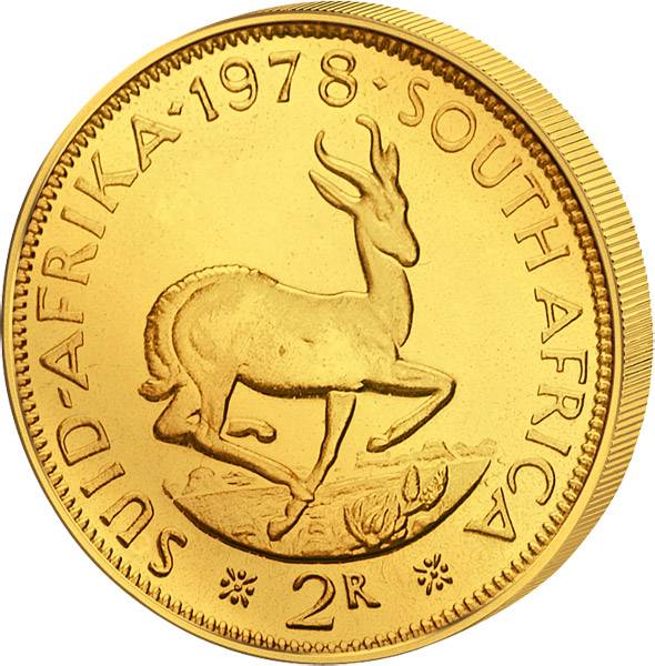 2 Rand Südafrika Springbock 1961-1983 Stempelglanz