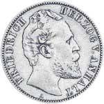 2 Silber Mark Friedrich I. Herzog v. Anhalt 1876 Sehr schön