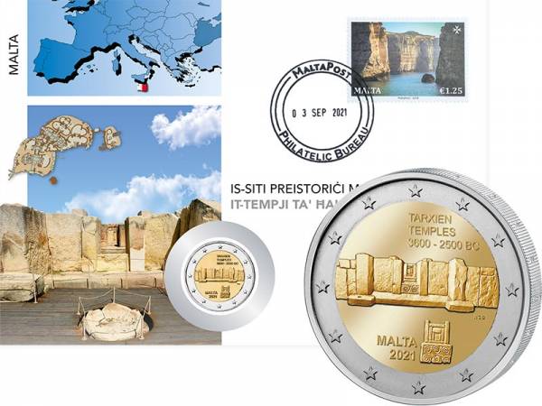 2 Euro Numisbrief Malta Tempel von Tarxien 2021