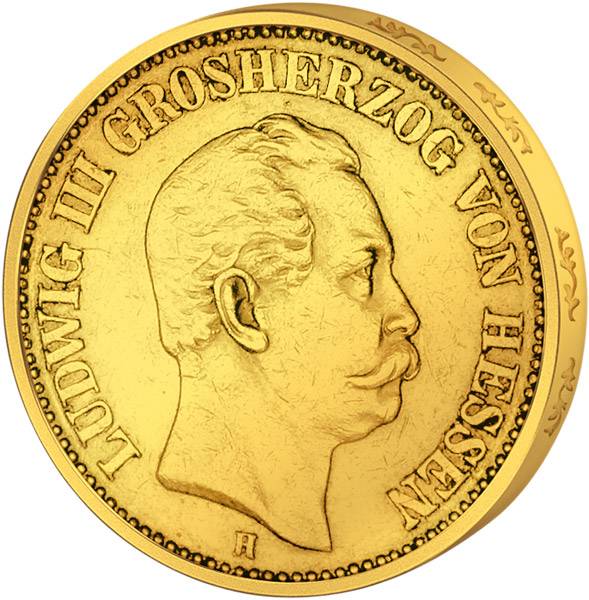 10 Mark Gold Hessen Ludwig III. 1872-1873 Sehr schön