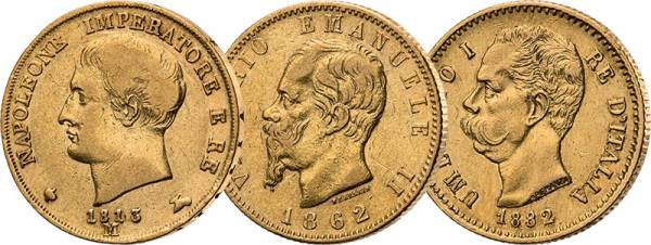 3 x 20 Lire Italien Gold-Set 3 Könige