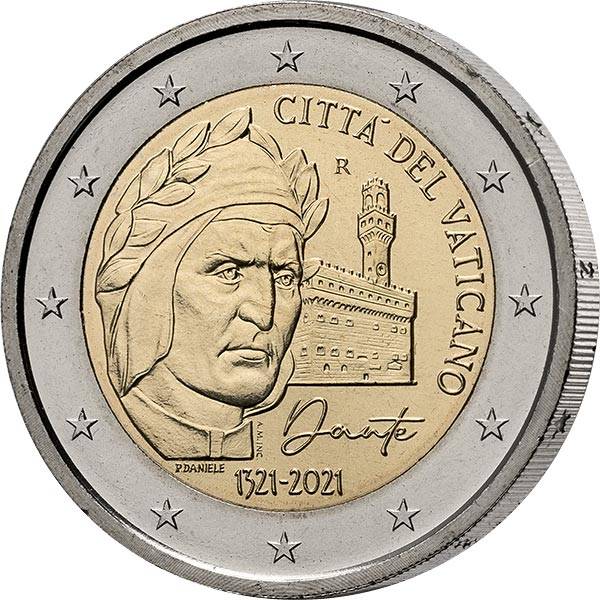 2 Euro Vatikan 700. Todestag von Dante Alighieri 2021