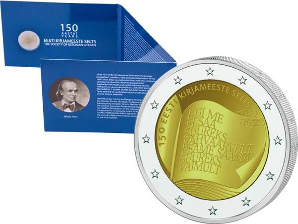 2 Euro Estland 150. Jahrestag der Gründung der estnischen Literatur-Gesellschaft 2022