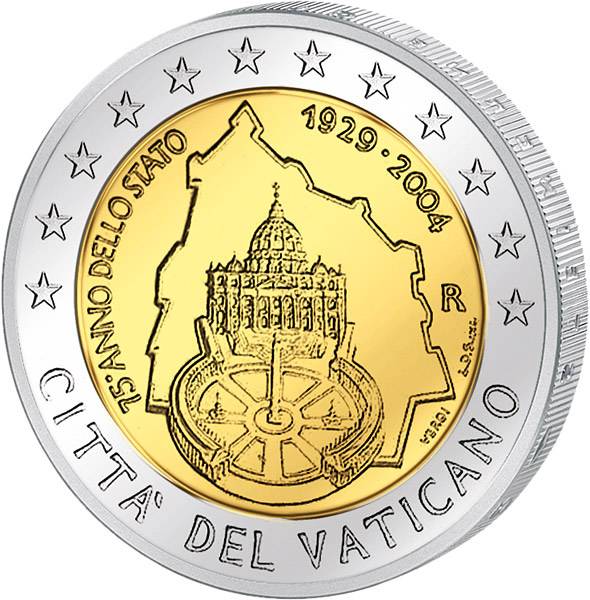 2 Euro Vatikan 75 Jahre Vatikanstadt 2004