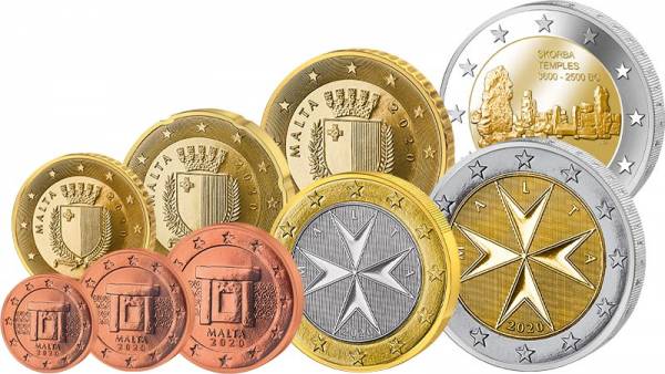 Euro-Kursmünzensatz Malta inklusive 2-Euro-Gedenkmünze 2020