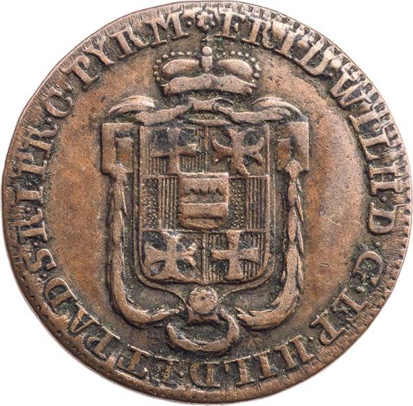1 Pfennig Paderborn Bischof Friedrich Wilhelm von Westfalen 1785 und 1786
