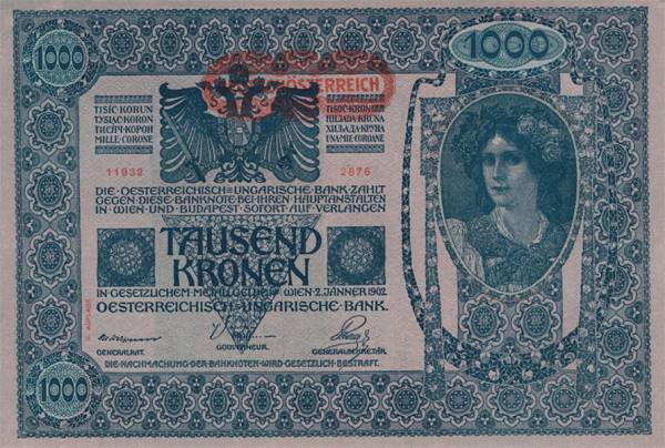 1.000 Kronen Banknote Deutsch-Österreich