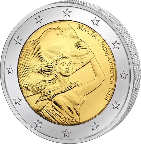 2 Euro Malta Unabhängigkeit von Großbritannien 2014 prägefrisch