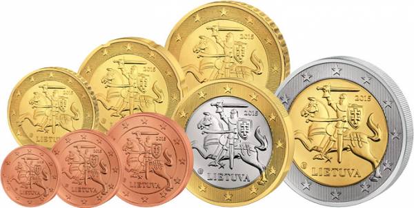 1 Cent - 2 Euro Kursmünzensatz Litauen 2015  prägefrisch