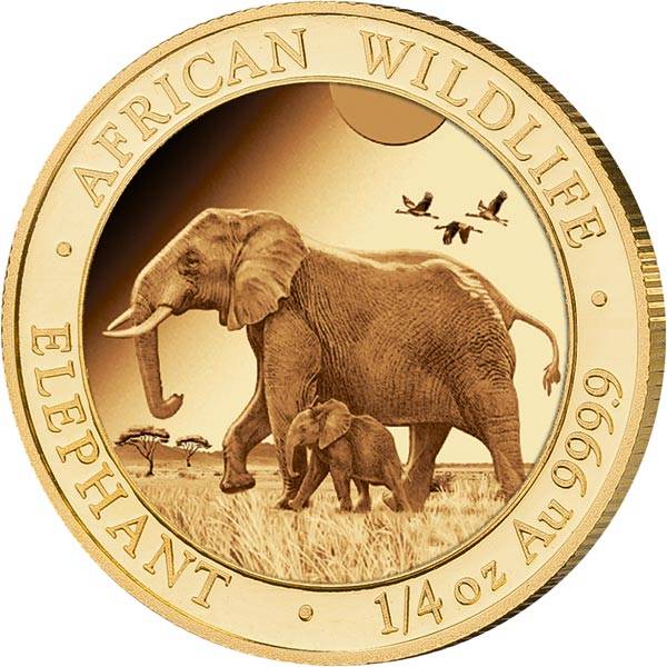 1/4 Unze Gold Somalia Elefant 2022