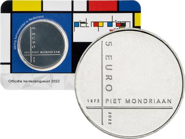 5 Euro Niederlande 150 Jahre Piet Mondriaan 2022