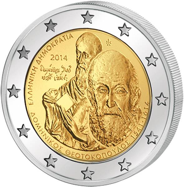 2 Euro Griechenland 400. Todestag El Greco 2014 prägefrisch