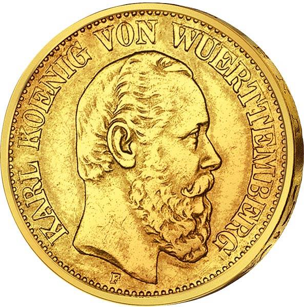 20 Mark Württemberg König Karl 1874 - 1876