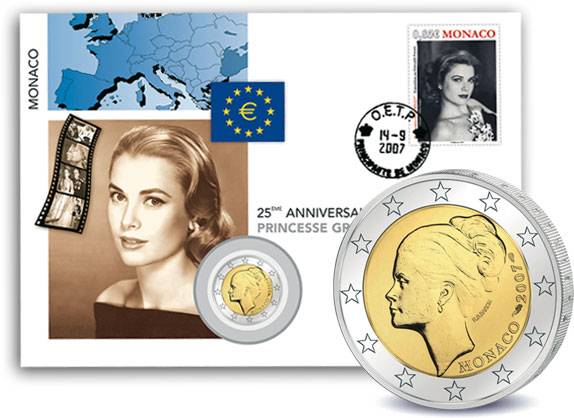 2 Euro Numisbrief Monaco Grace Kelly 2007 Stempelglanz