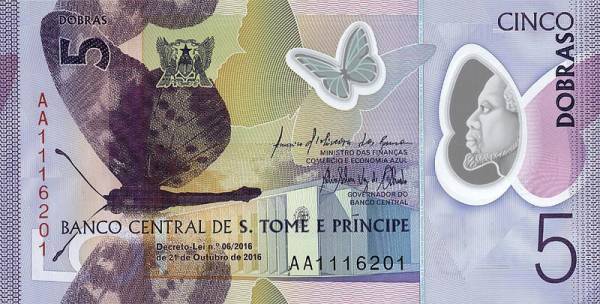5 Dobras Sao Tome und Principe Banknote 2016