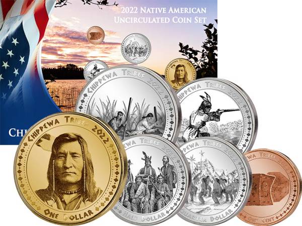 1 Cent - 1 Dollar Kursmünzensatz USA Kursmünzen Chippewa 2022