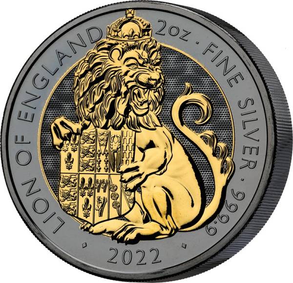 2 Unzen Silber Großbritannien Der Englische Löwe 2022 Golden Enigma Edition