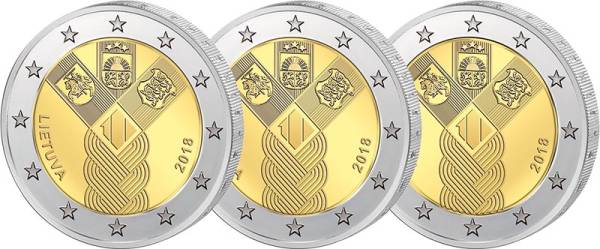 3 x 2 Euro 100 Jahre Unabhängig Baltische Staaten 2018
