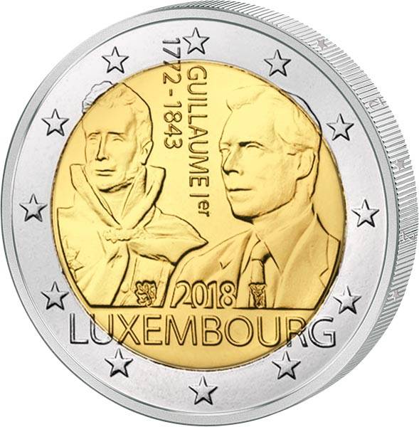 2 Euro Luxemburg 175. Todestag Großherzog Guillaume I. 2018