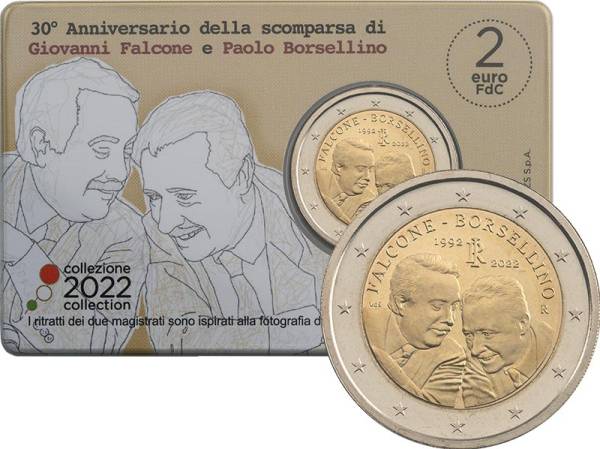 2 Euro Italien 30 Todestag Falcone/Borsellino 2022 in Coincard