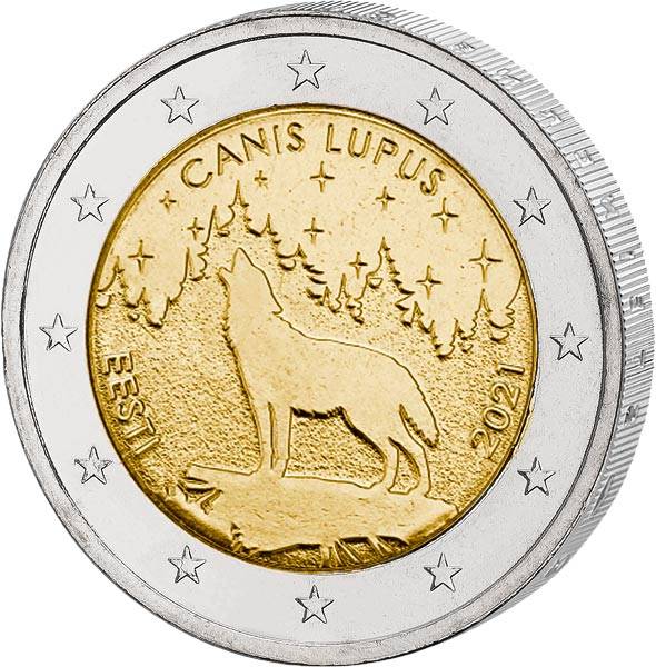 2 Euro Estland Nationaltier Wolf 2021