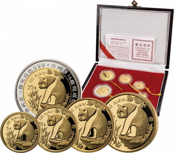 5-50 Yuan China Panda Gold Coin Proof Set 1993
