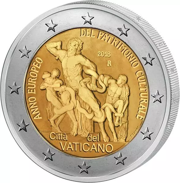 Das Bild zeigt die Münze 2 Euro Vatikan Jahr des Kulturerbes 2018