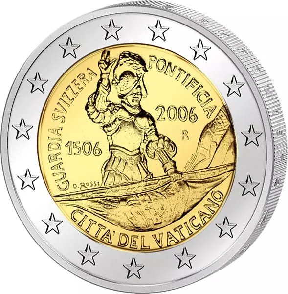 Das Bild zeigt die 2 Euro Vatikan 500 Jahre Schweizergarde 2006