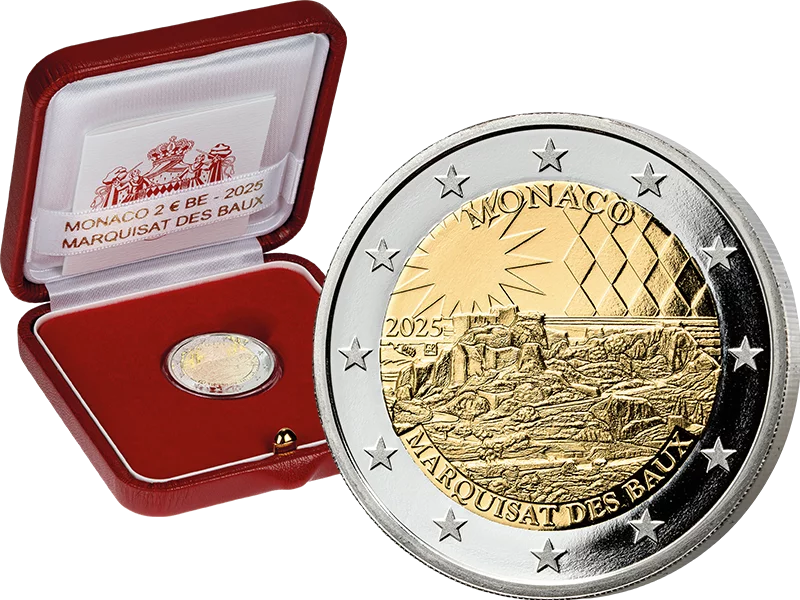 Vorderseite 2 Euro Monaco Die alten Lehen der Grimaldis - Markgrafentum Baux 2025