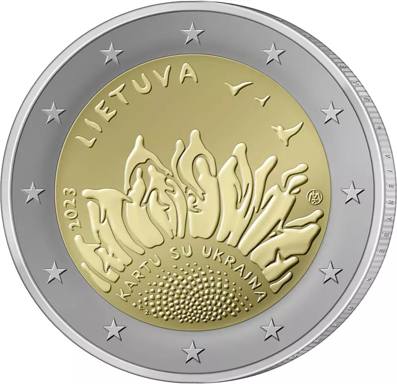 Das Bild zeigt 2 Euro Litauen Zusammen mit der Ukraine 2023