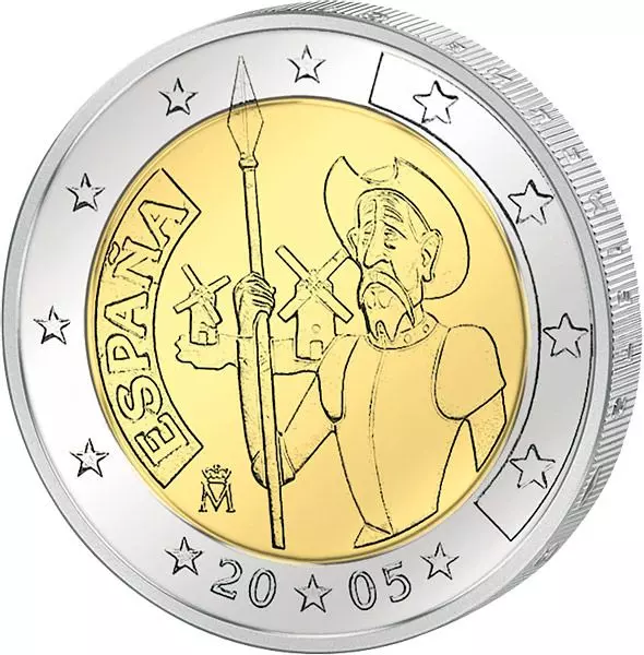 Das Bild zeigt die Münze 2 Euro Spanien Don Quijote 2005