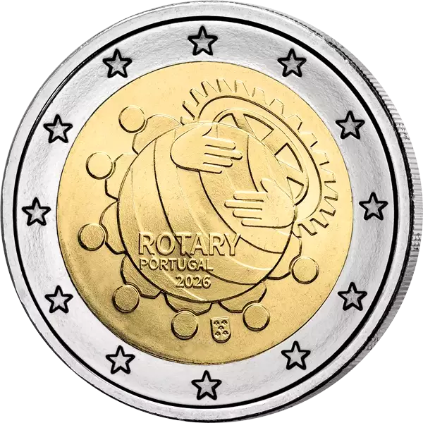 Vorderseite 2 Euro Portugal 100 Jahre Rotary Club in Portugal 2026