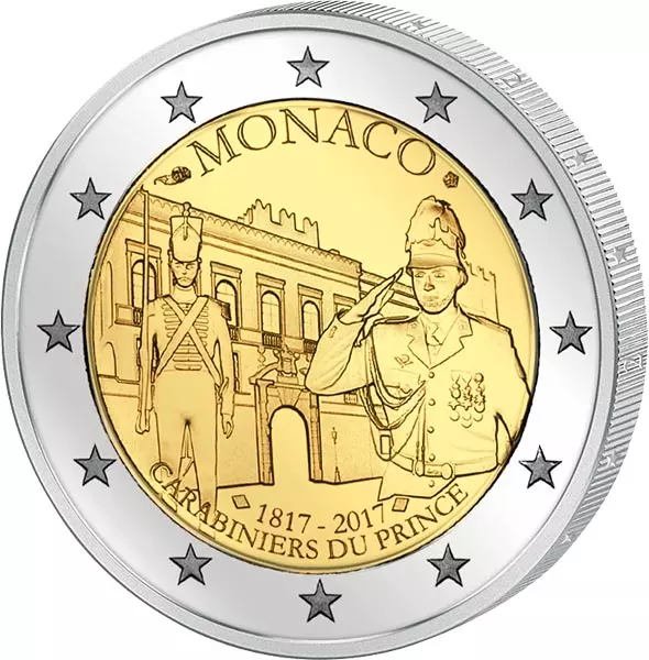 Vorderseite 2 Euro Monaco 200 Jahre Fürstliche Karabinierskompanie 2017