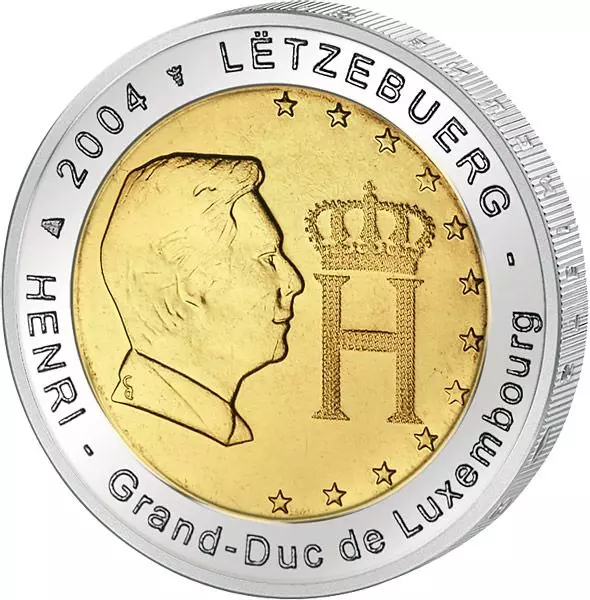 Das Bild zeigt die Münze 2 Euro Luxemburg Großherzog Henri 2004