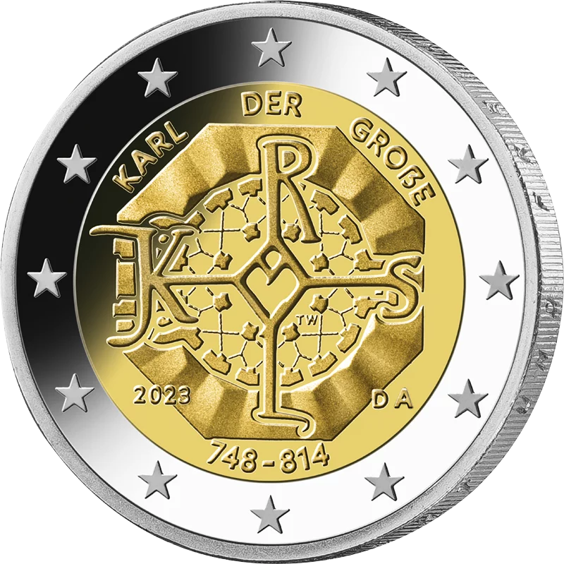 Das Bild zeigt die 2 Euro BRD 1275. Geburtstag Karl der Große 2023 