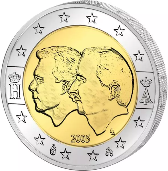 Vorderseite 2 Euro Belgien und Luxemburg Wirtschaftsunion 2005